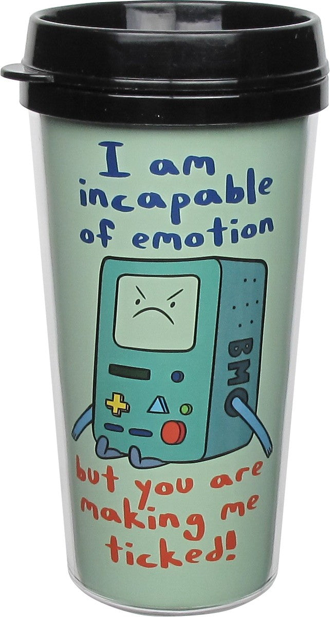 adventure time bmo coffee mug Adventure Time BMO Incapable of Emotion Travel Mug – Stylin Online