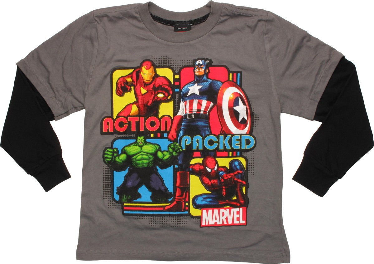 Avengers Action Packed Long Sleeve Youth T-Shirt