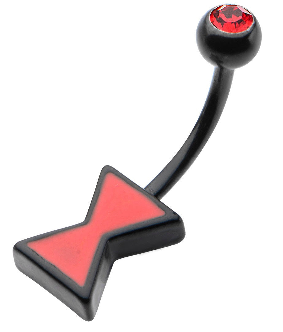 Avengers Black Widow Logo Red Gemmed Belly Ring