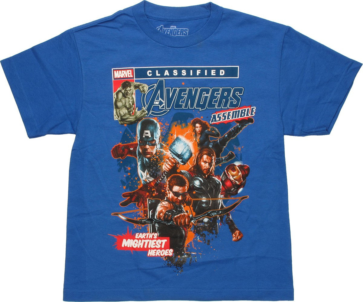 Avengers Movie Classified Blue Youth T Shirt