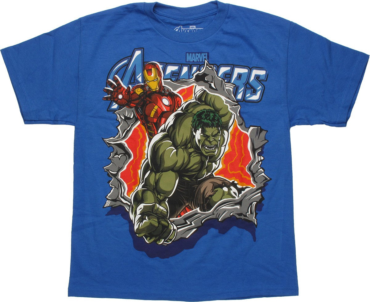 Avengers Rip Through Duo Royal Youth T Shirt