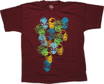 Avengers Stamped Heads Dark Red Youth T-Shirt