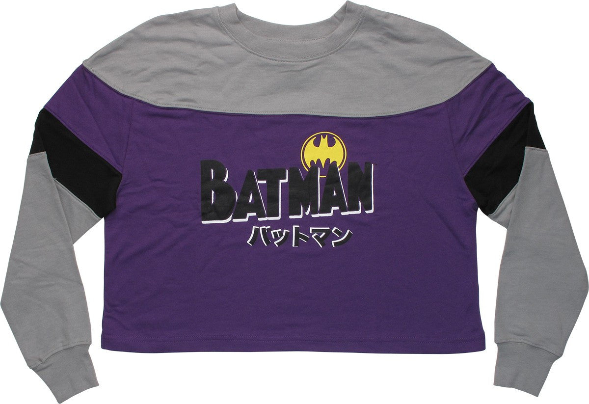 Batman Japanese Name Crop Top LS Juniors T-Shirt