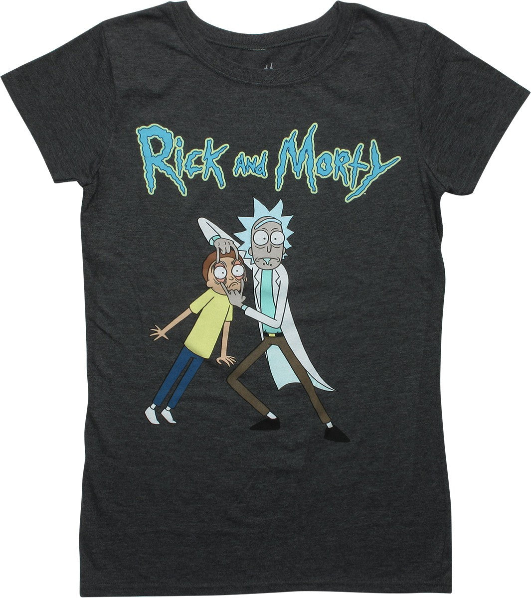 Rick and Morty Look Holding Eyes Juniors T-Shirt