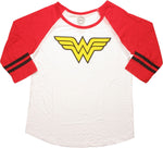 Wonder Woman Logo Sheer 3/4 Raglan Juniors T-Shirt