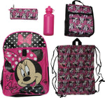 Minnie Mouse Faces Allover 5 Piece Backpack Set