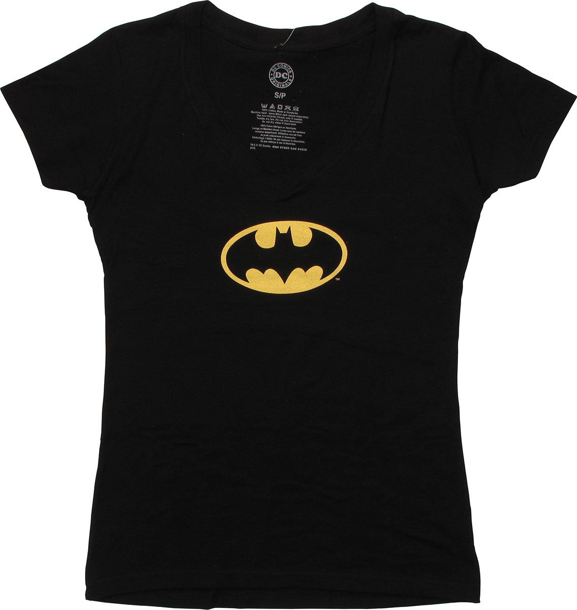 Batman Basic Logo V Neck Juniors T-Shirt