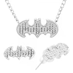 Batman Embossed Necklace Earrings Jewelry Set