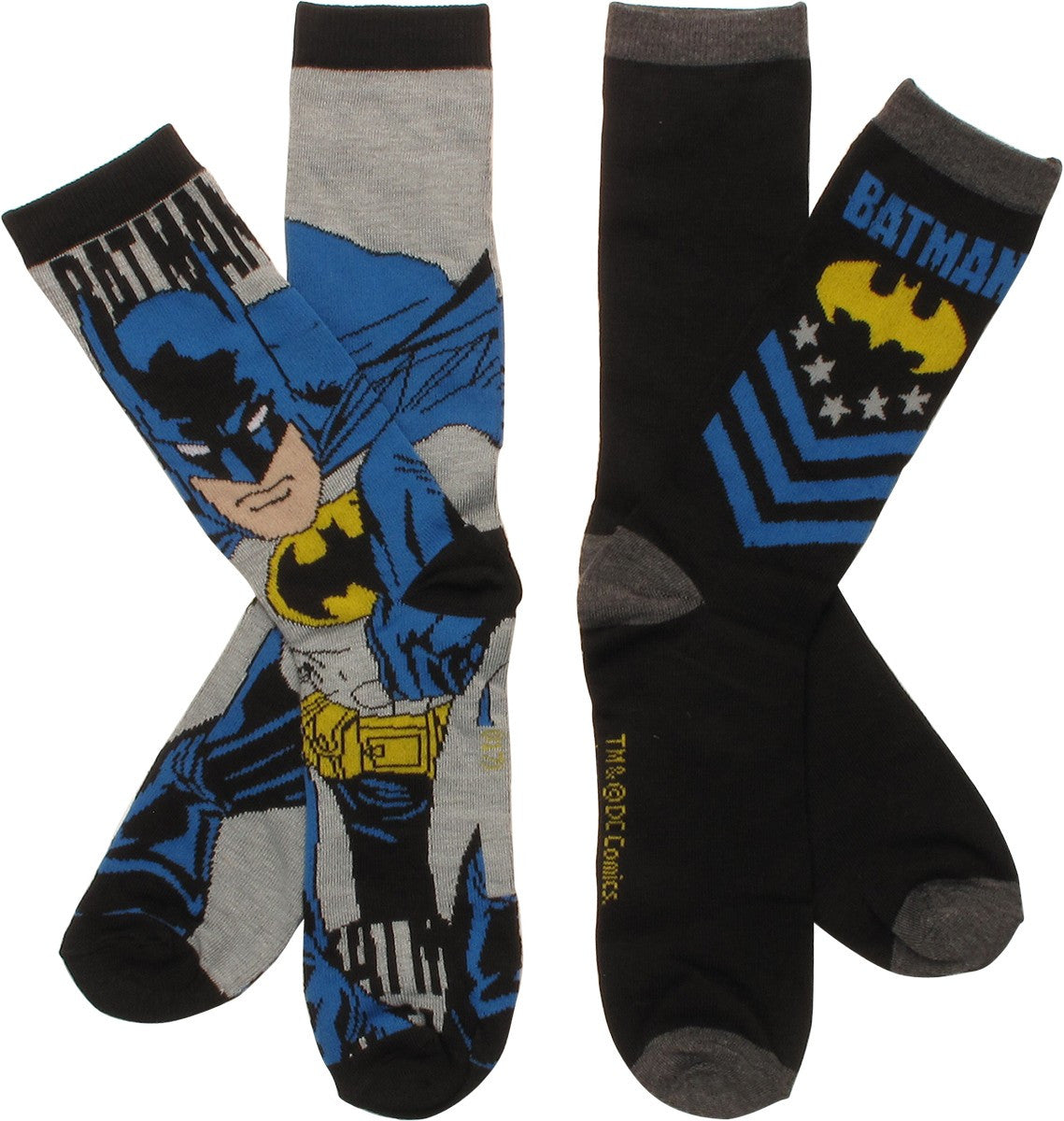 Batman Logo and Stars 2 Pack Crew Socks Set