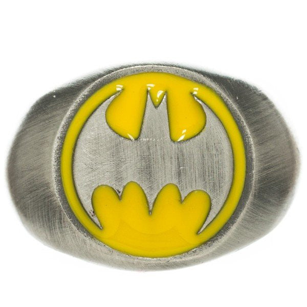Batman Logo Brushed Signet Ring