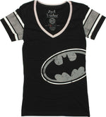 Batman Tilt Jersey V Neck Juniors T-Shirt
