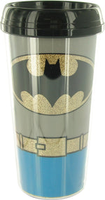 Batman Uniform Glitter Plastic Travel Mug