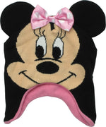 Minnie Mouse Face Satin Bow Ear Flap Junior Beanie