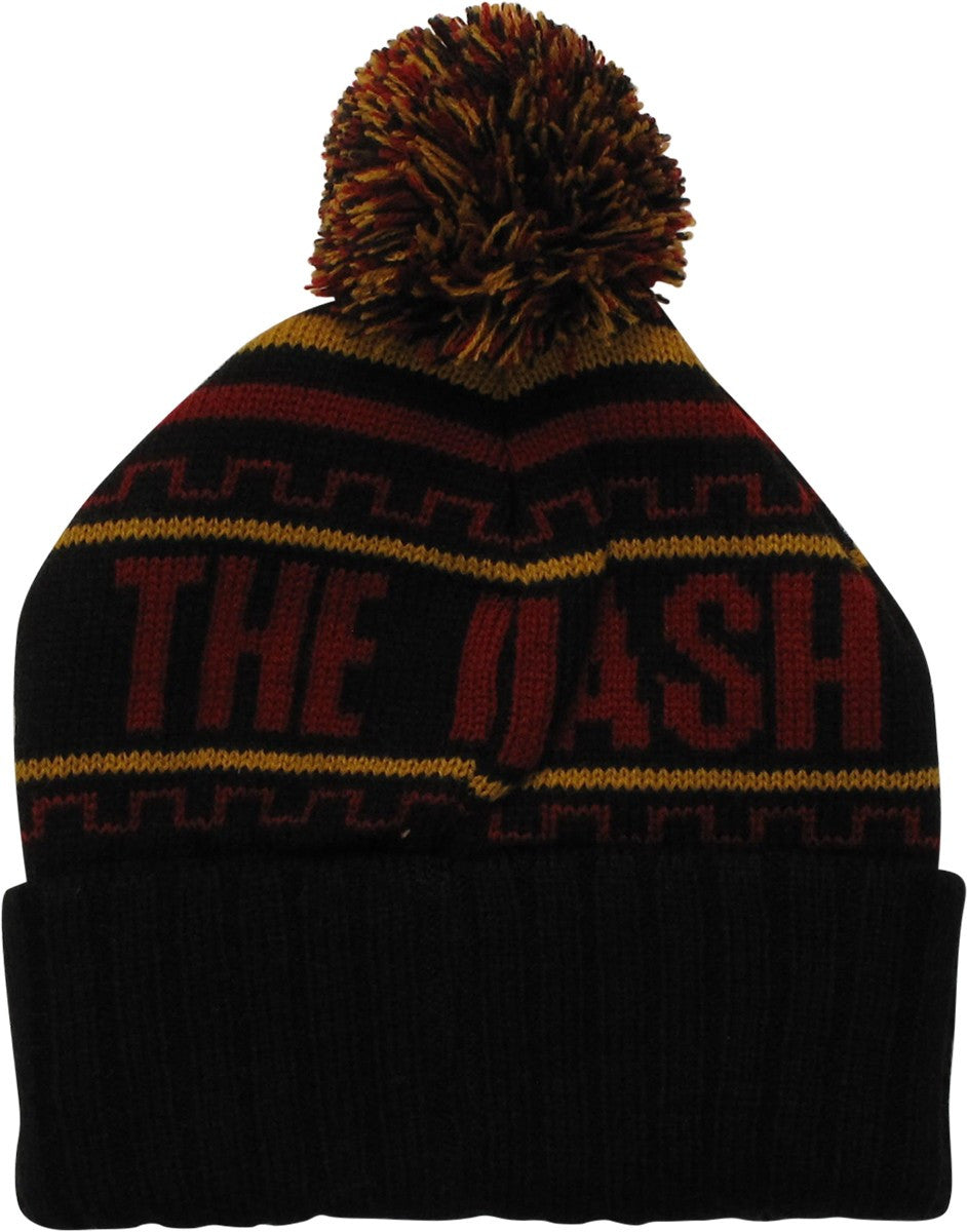 Flash Metal Logo Name Cuff Pom Beanie