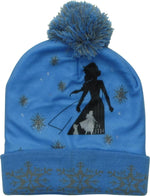Frozen Elsa Hidden Truth Lt Blue Cuff Pom Beanie