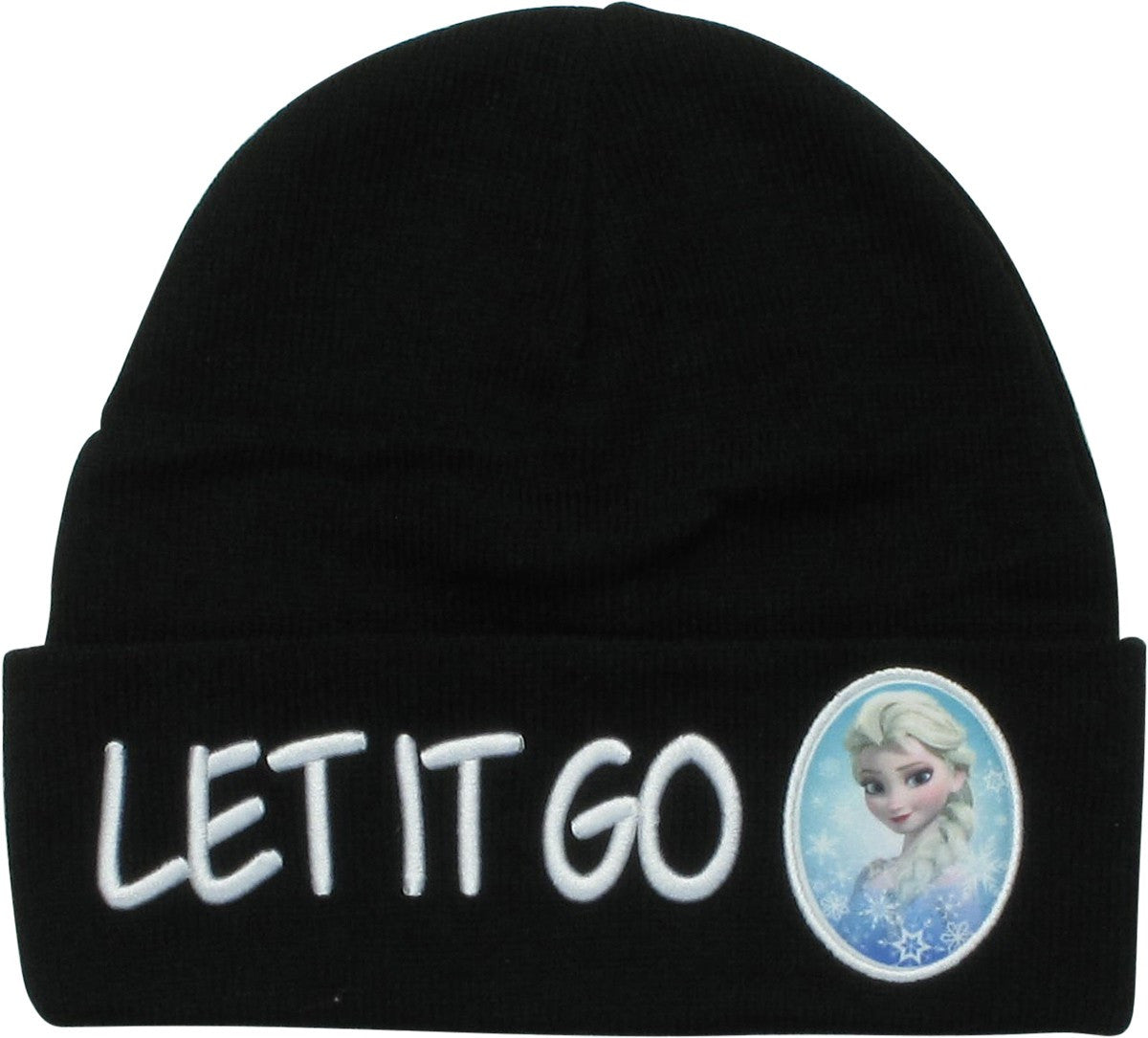 Frozen Elsa Portrait Let It Go Black Cuff Beanie