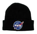 NASA Rubber Emblem Black Cuff Beanie