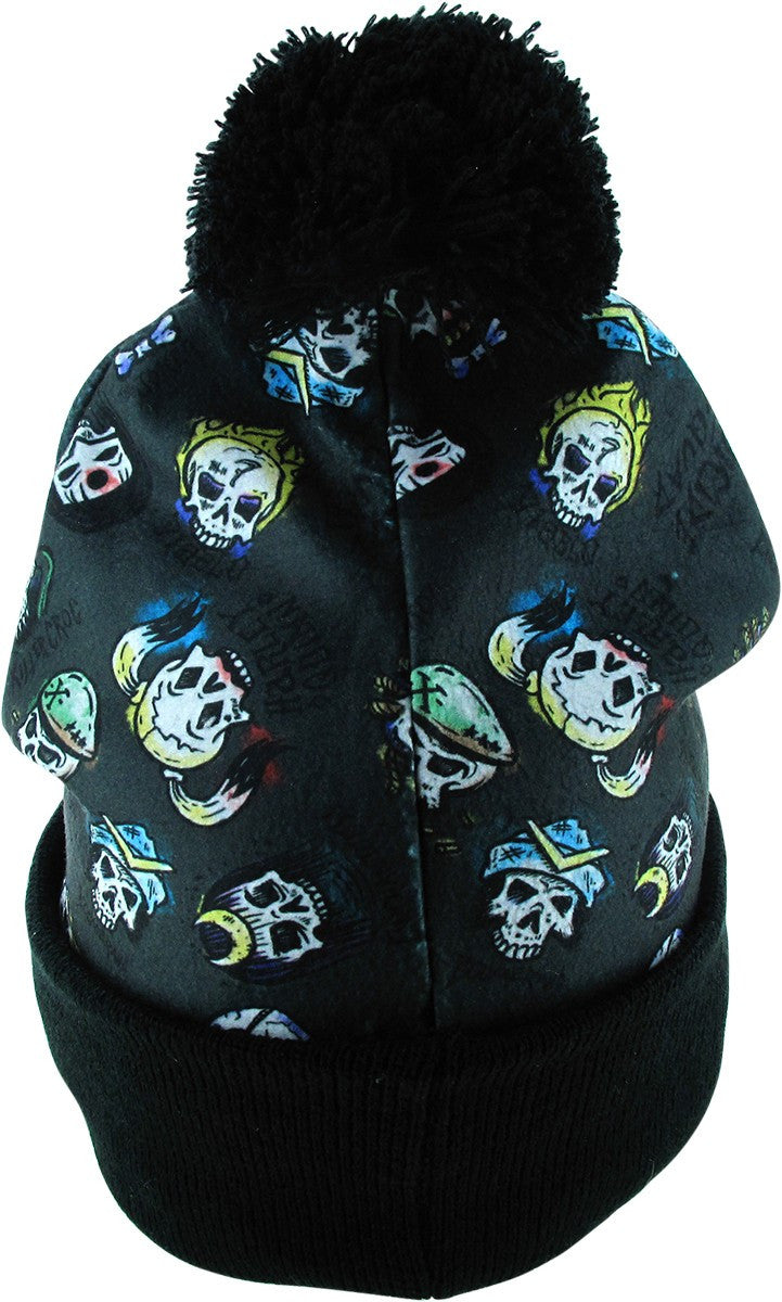 Suicide Squad Cast Skulls Cuff Pom Beanie