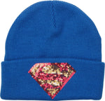 Supergirl Sequins Logo Cuff Beanie