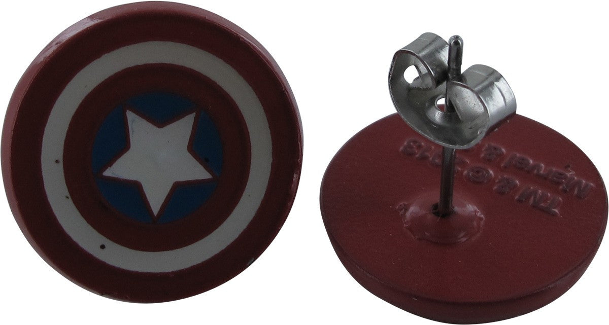 Captain America Logo Face Stud 3 Pair Earrings Set
