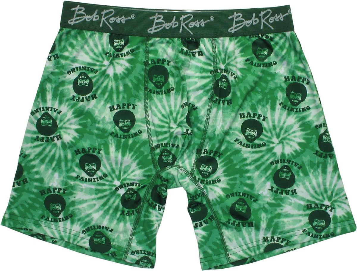 Bob Ross Happy Painting Green Tie-Dye Boxer Briefs