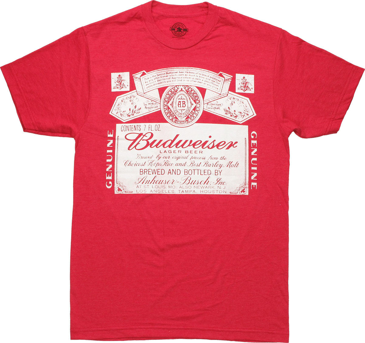 Budweiser Old Timer Heather Red T Shirt Sheer