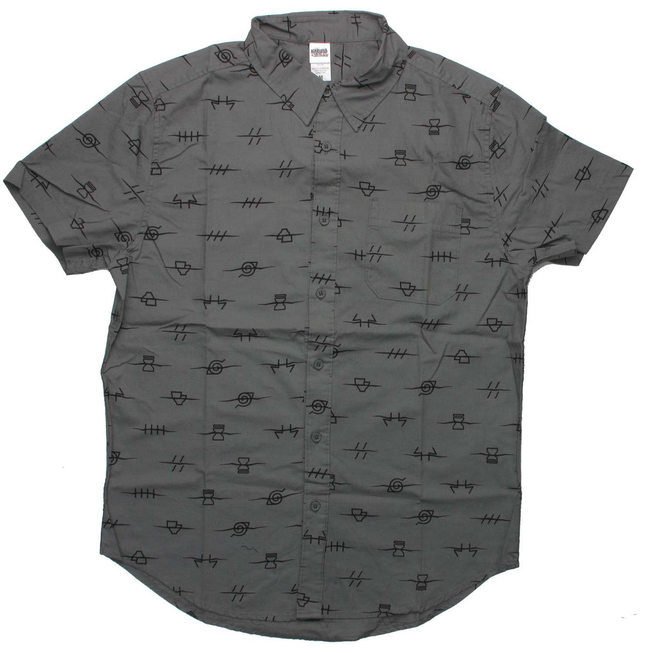 Naruto Village Anti Symbols Gray Button Shirt