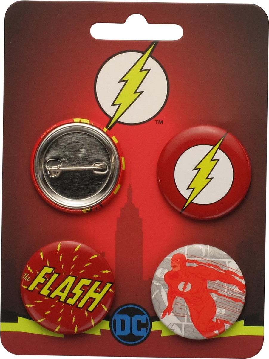 Flash Hero Logos 4 Piece Button Set