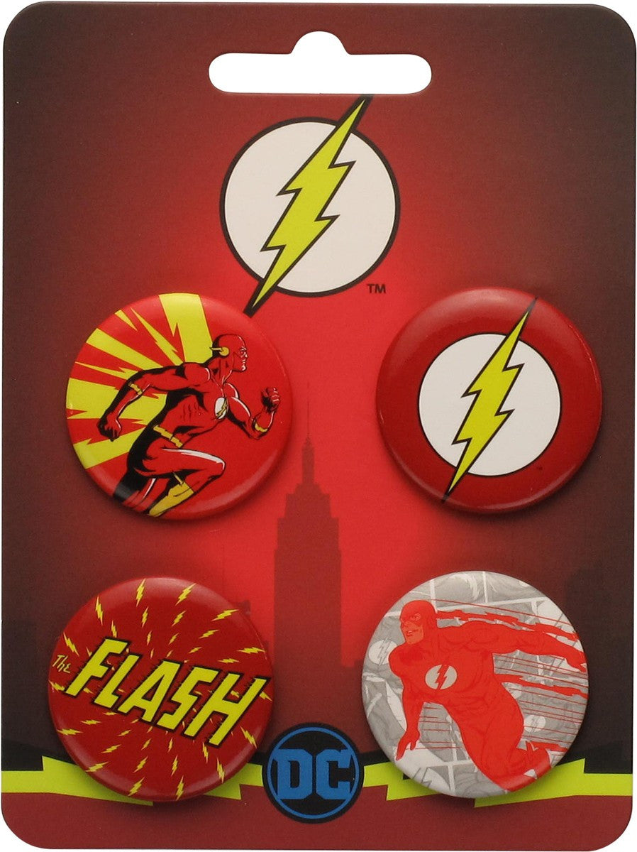 Flash Hero Logos 4 Piece Button Set