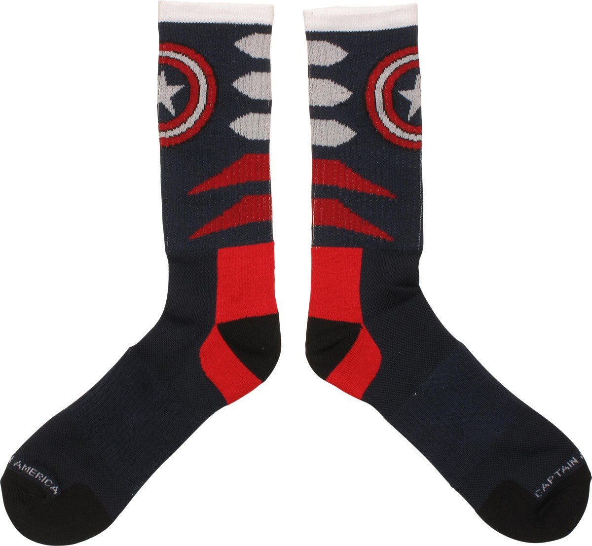 Captain America Logo Stripes Active Crew Socks