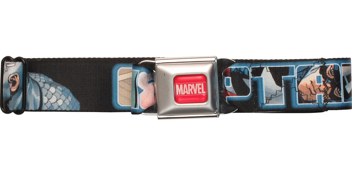 Captain America Poses In Name Seatbelt Mesh Belt