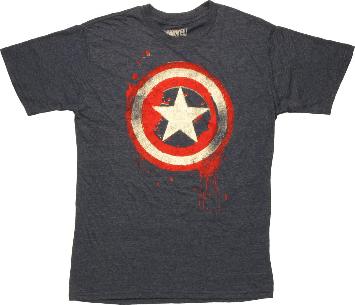 Captain America Red Splattered Logo T-Shirt