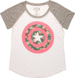 Captain America Rose Filled Logo Ladies T-Shirt