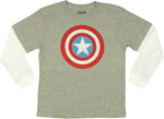 Captain America Shield Contrast Long Sleeve Youth T Shirt
