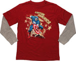 Captain America Stars Long Sleeve Youth T Shirt