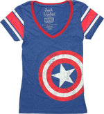 Captain America Tilt V Neck Juniors T-Shirt