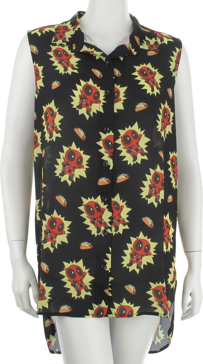 Deadpool Kawaii Taco Hi Lo Sleeveless Blouse