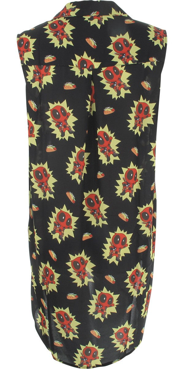 Deadpool Kawaii Taco Hi Lo Sleeveless Blouse