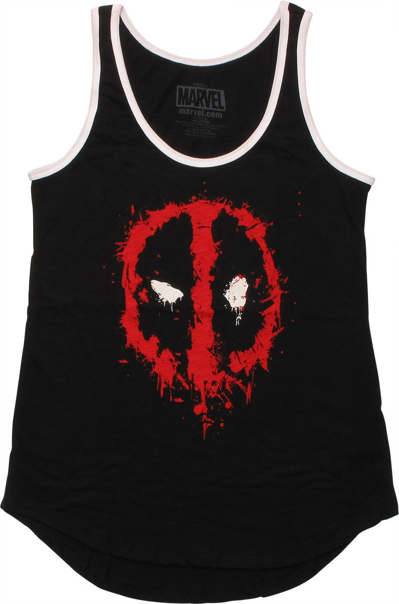 Deadpool Splatter Logo Sporty Tank Top Ladies Tee