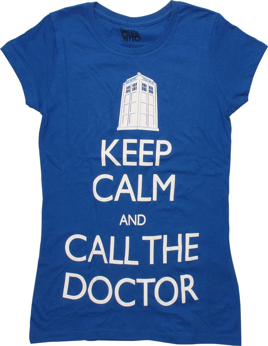 Doctor Who Keep Calm Call Doc Juniors T-Shirt