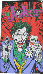 Joker Holding Card and Gun Pose Banner Flag