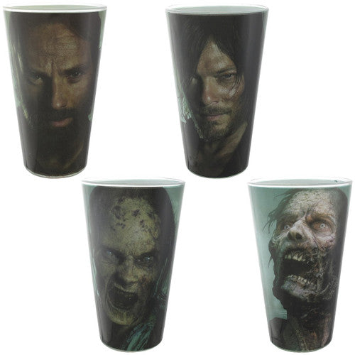 Walking Dead Daryl Rick Zombies 4 Pint Glass Set