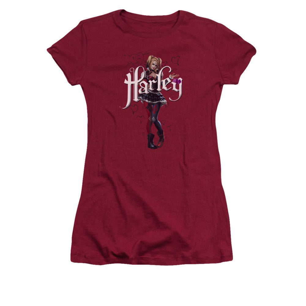 Harley Quinn Arkham Knight Hearts Juniors T Shirt