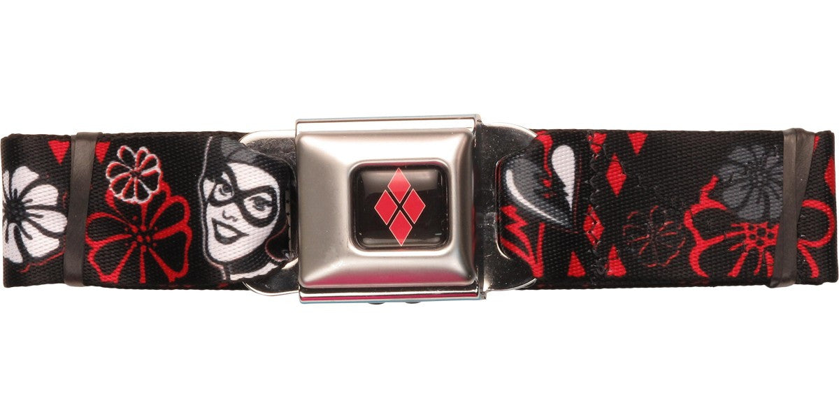 Harley Quinn Loves Me Flowers Seatbelt Belt
