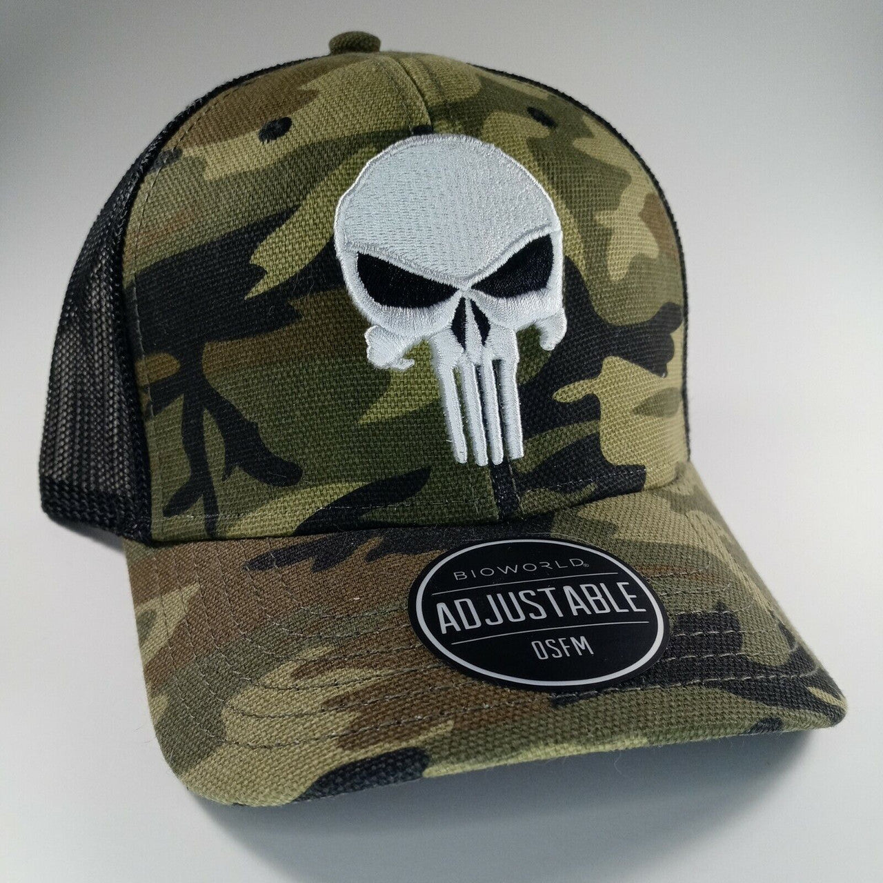 Punisher Skull Camo Trucker Hat Stylin Online