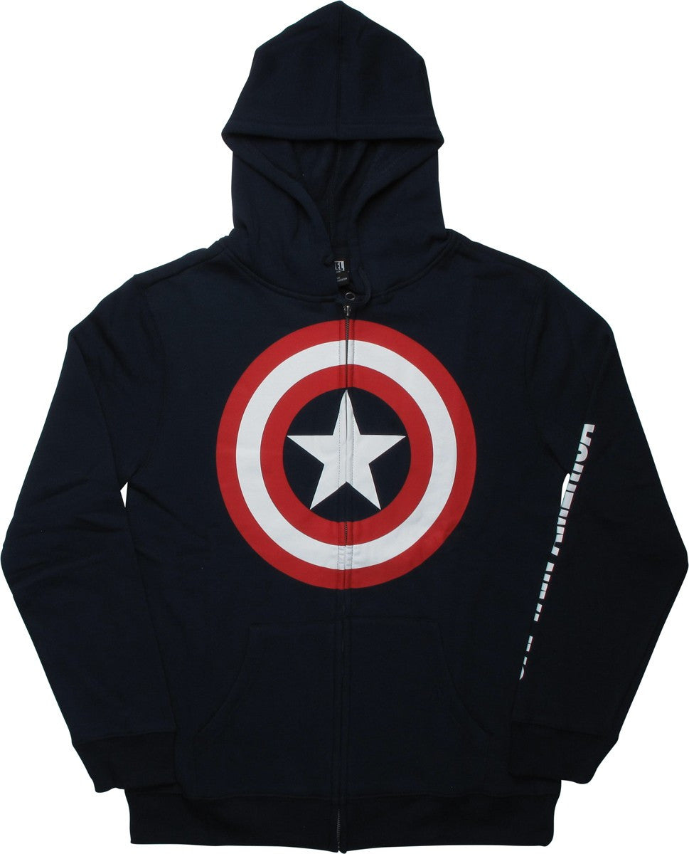 Captain America Shield Name Zip Hoodie