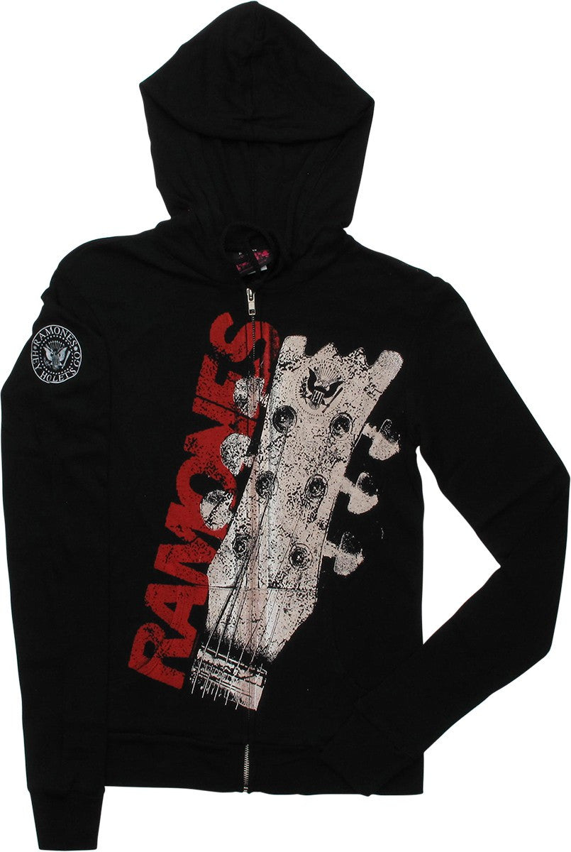 Ramones Guitar Headstock Zippered Junior Hoodie