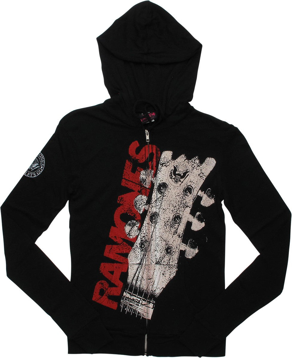 Ramones Guitar Headstock Zippered Junior Hoodie