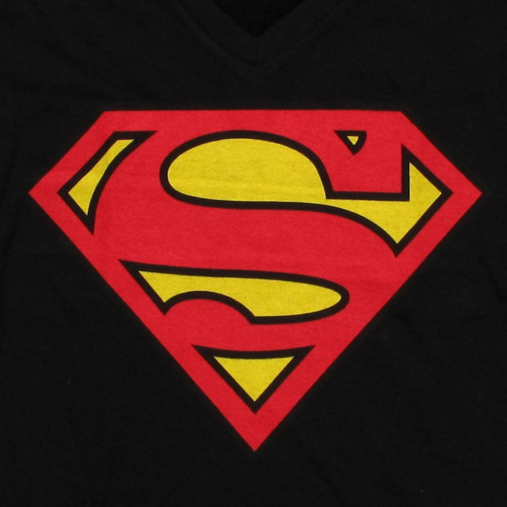 Superman Logo Black V Neck Baby Tee