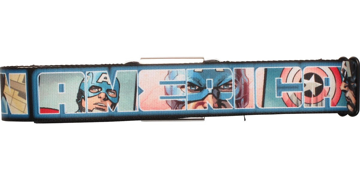 Captain America Poses In Name Seatbelt Mesh Belt